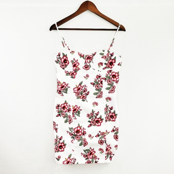 Hawaiian H&M White Denim Floral Fitted Mini Dress - Picture 2 of 9